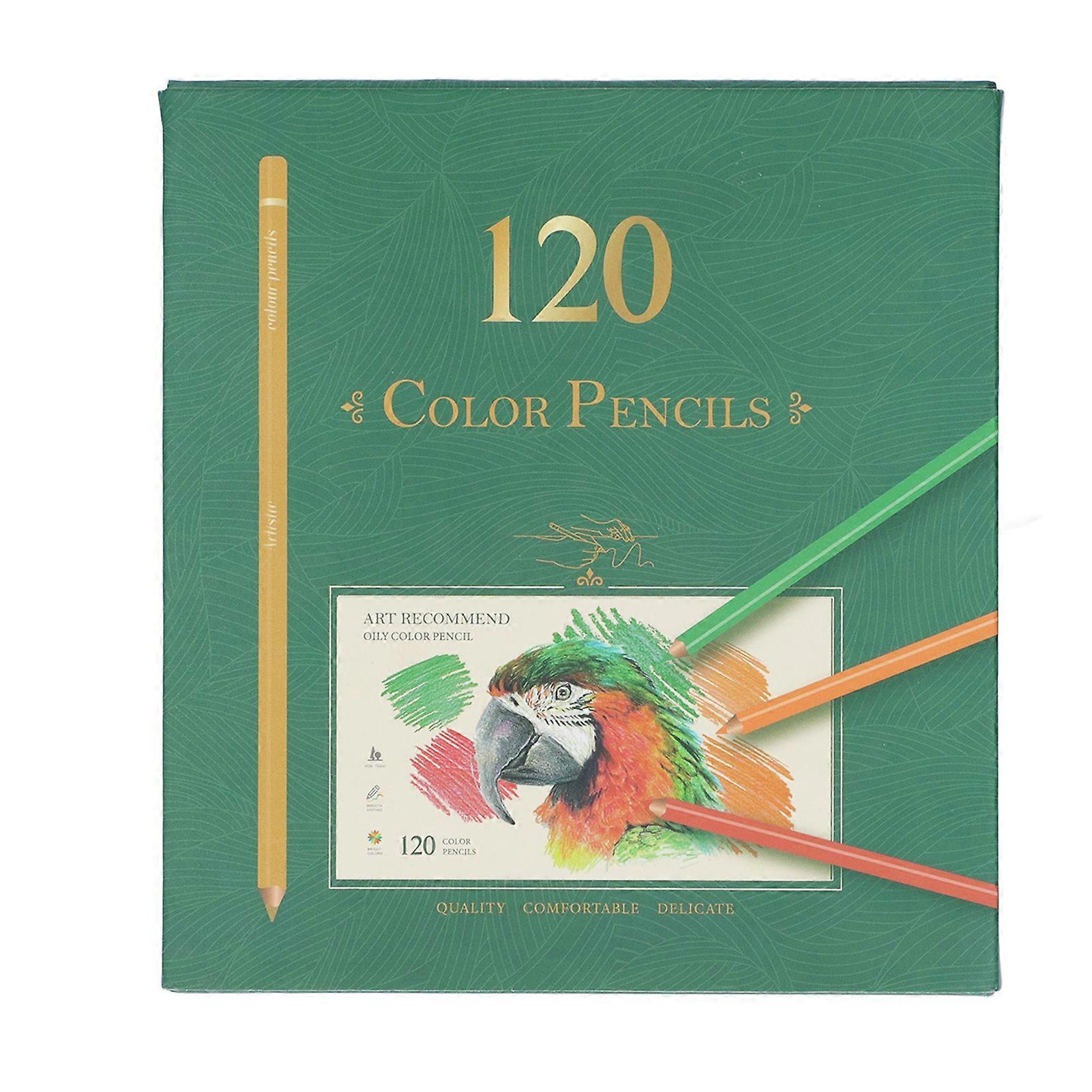 120 Colored Pencils for Artists Glossy Color Rendering Oil Based Professional Colored Pencils with Green Box for Drawing