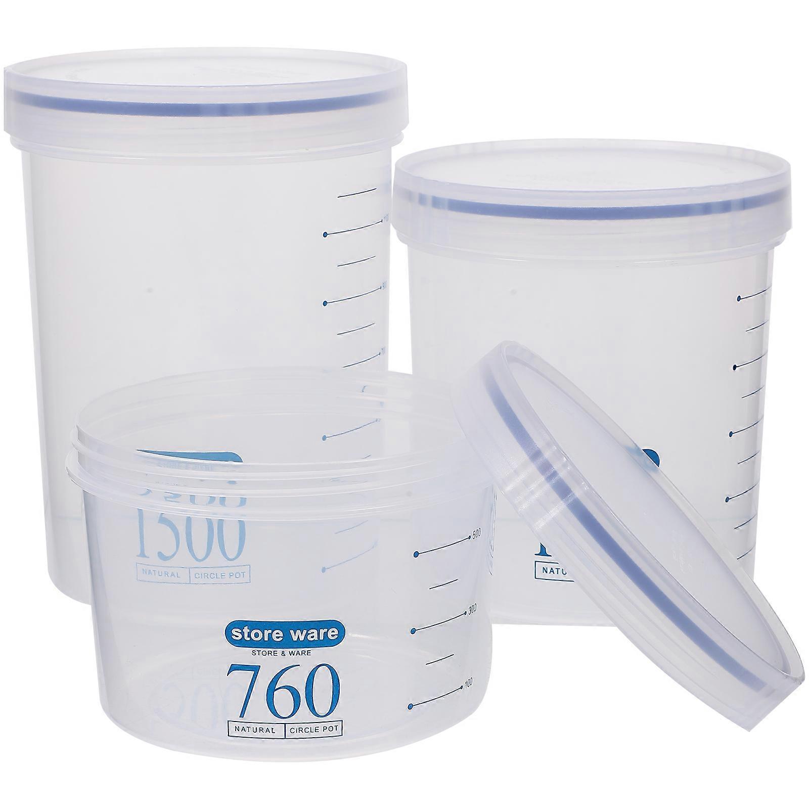 Cereal Rice Container for Kitchen Food Containers Preservation Round Shape 1500ml 3Pcs Set