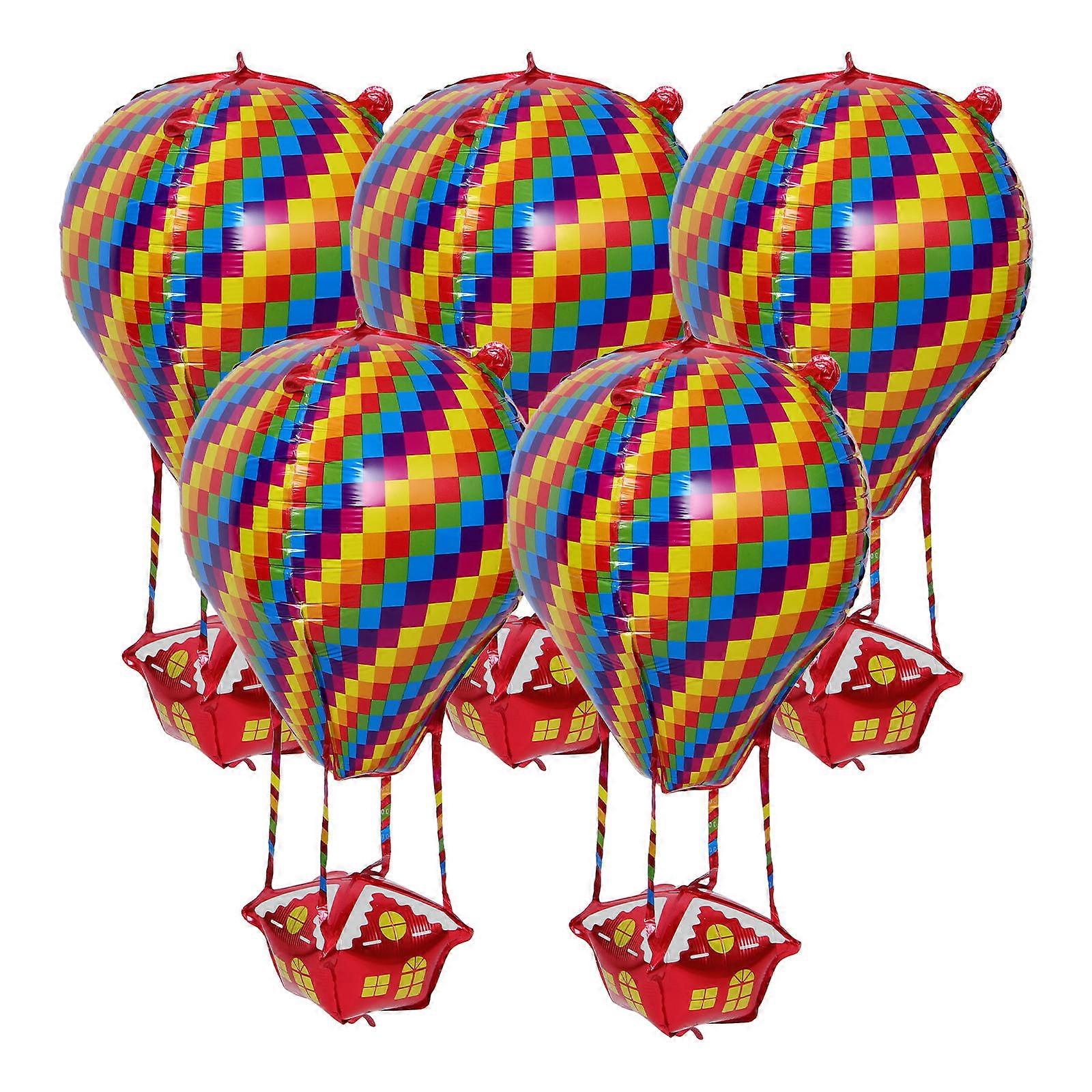 5pcs Aluminum Foil Hot Air Balloon Party Decorations for Birthday, Wedding, Valentine’s Day – Sturdy, Vivid Design, Easy Assembly for Festive
