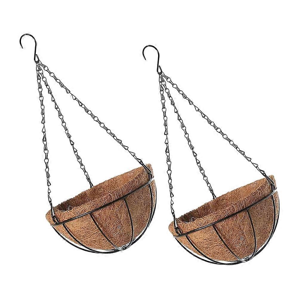 Hanging Basket Flower Pot Use Coconut Palm Liner Gardens Balconies Semi Sphere Shape 2Pack