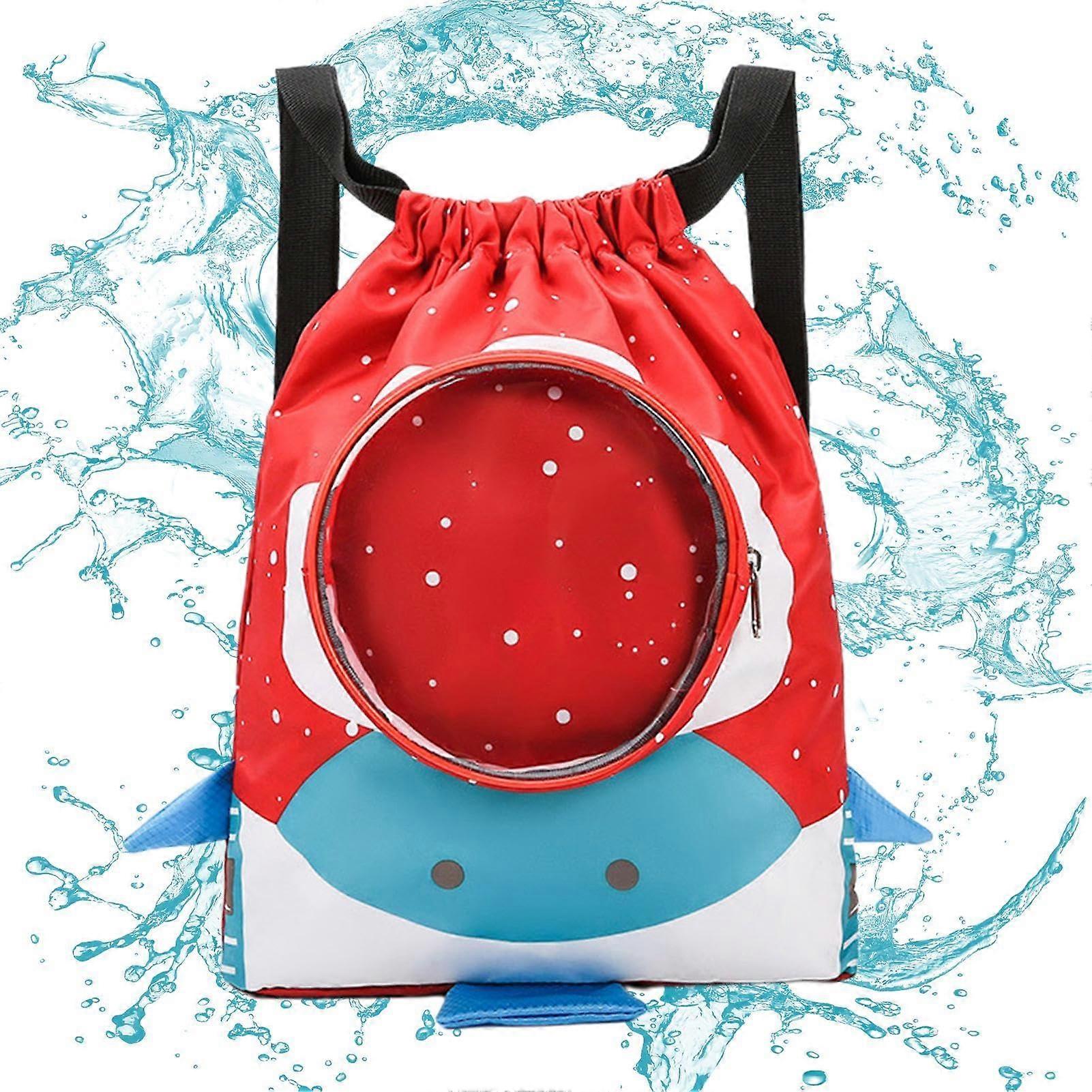 Astronaut Cartoon Drawstring Backpack, Waterproof Swimming Backpacks, Large Capacity, Red