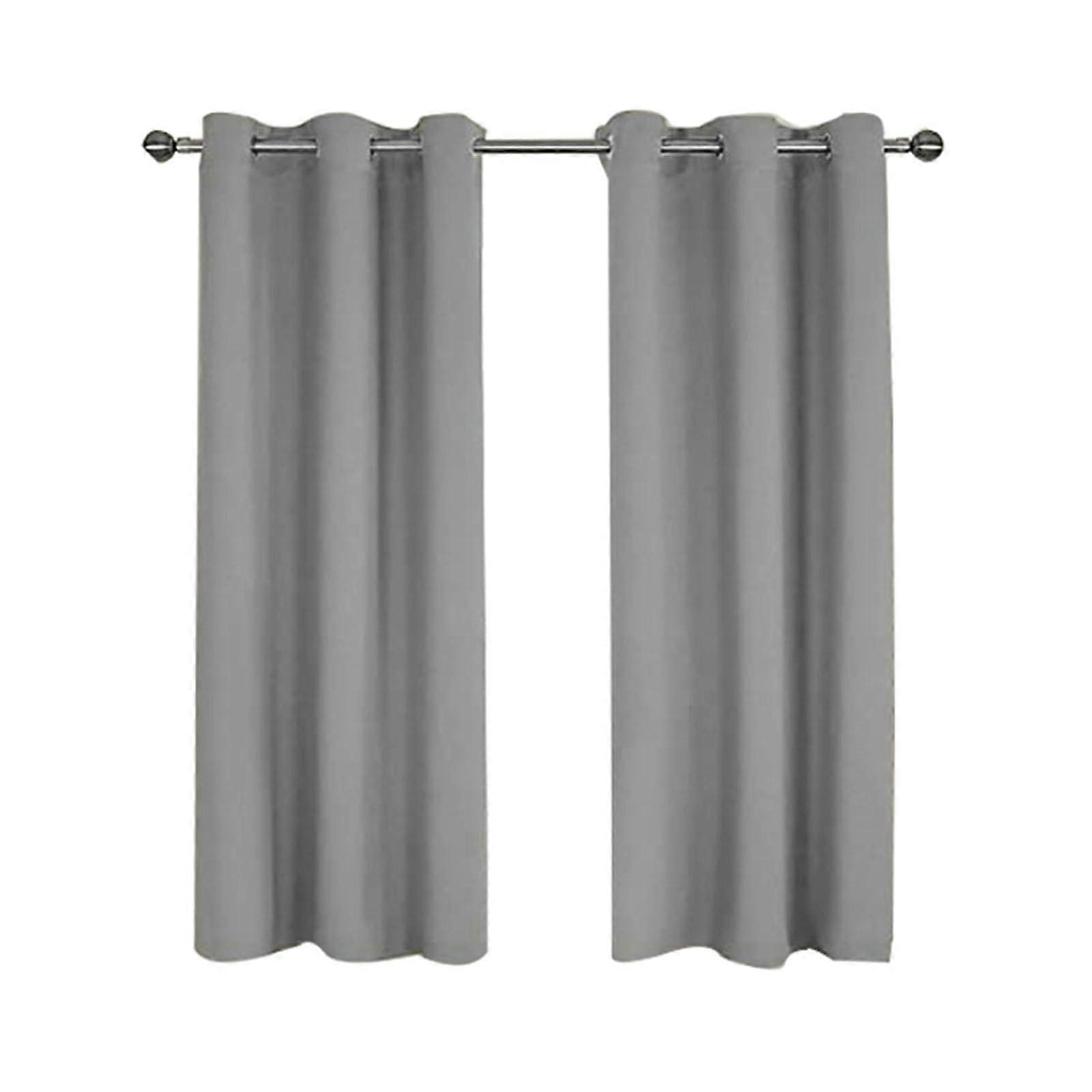 Blackout Curtains, Light Grey Polyester, Set of 2, 168 x 228 cm