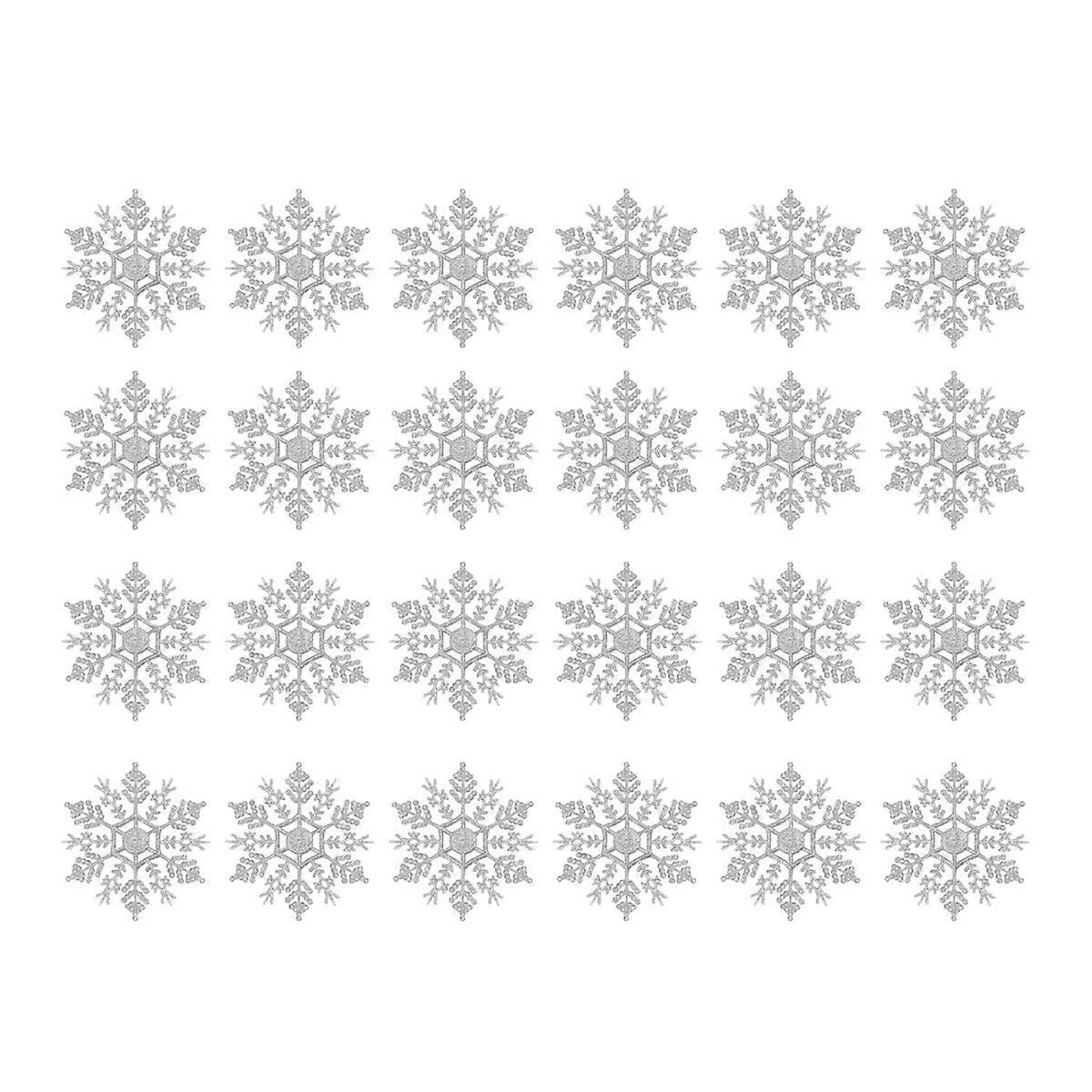 Artificial Snowflakes Ornaments Romantic Christmas Tree Wall Windows Porch Decor 24Pack