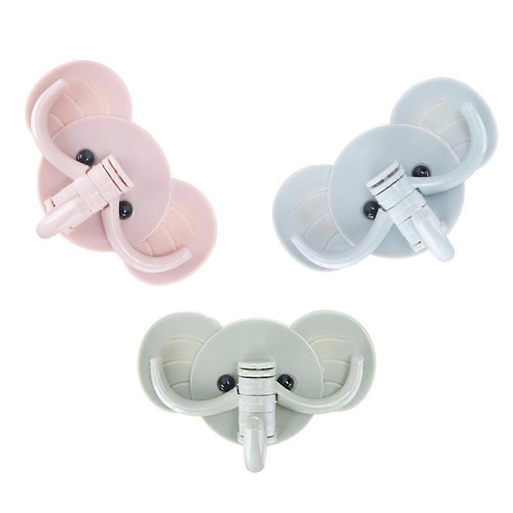 6pcs Traceless Elephant Wall Hooks Rotating Self Adhesive Hangers Durable Multi Purpose Storage for Kitchen Bathroom Pink