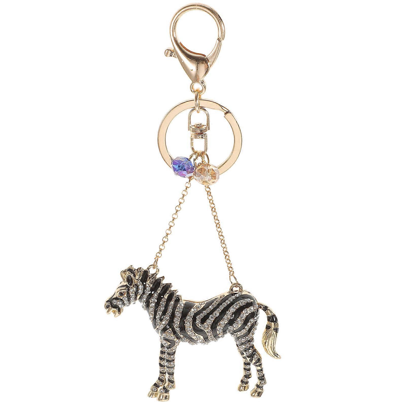 1pc Stylish Diamond Keychain Craft Zebra Ornament Keyring Bag Accessory