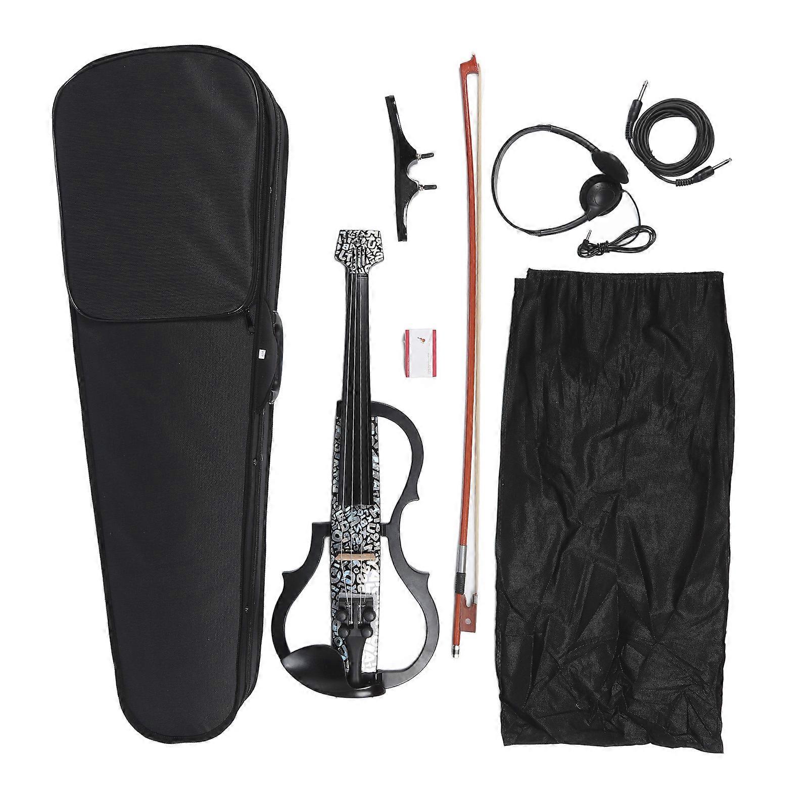 Electric Violin Kit Carbon Fiber 4/4 Full Size Professional Silent Fiddle for Adults Teenagers with Pickup