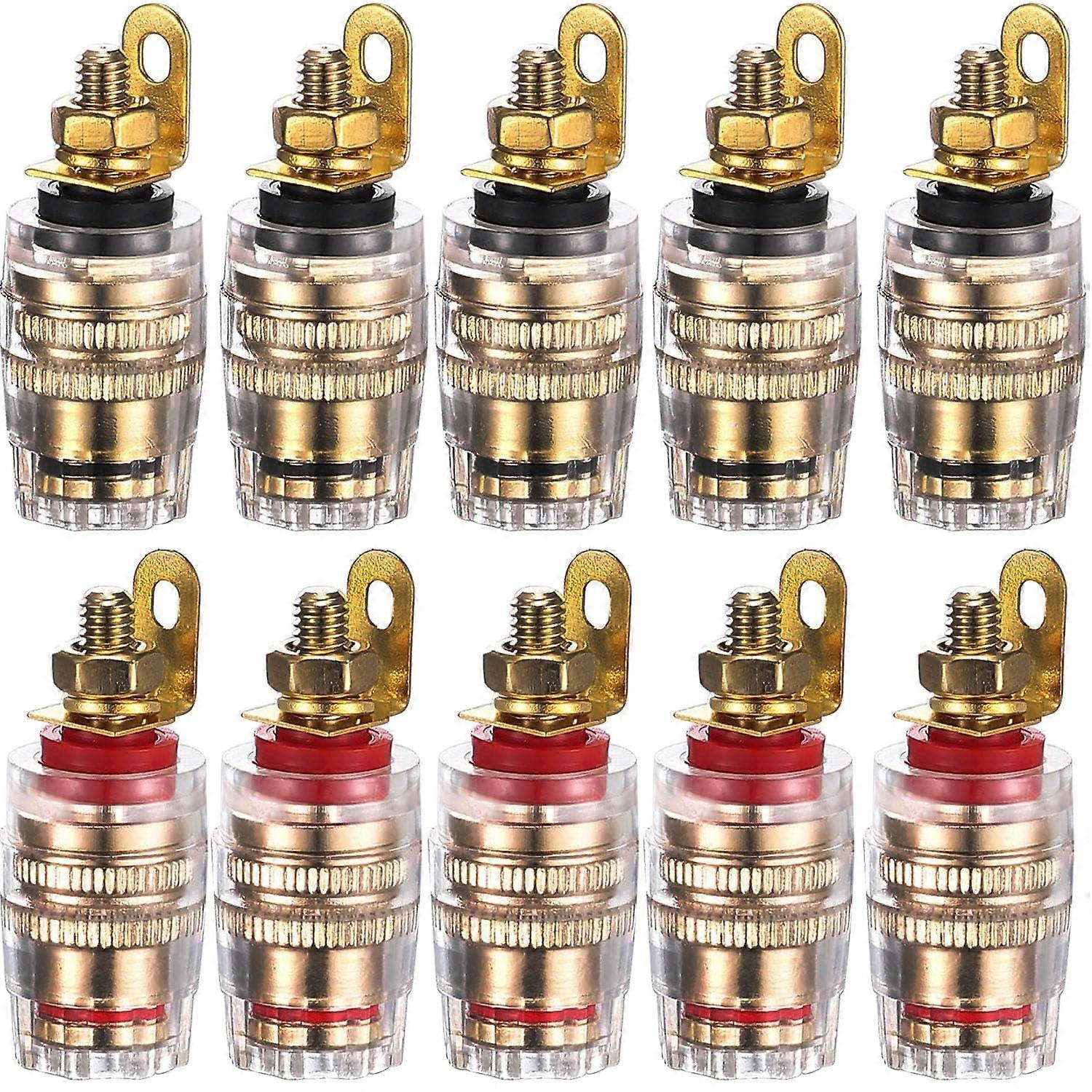 10pcs 24k Gold Plated Speaker Clamp Binding Post Banana Plug Sockets 4mm Banana Plug for Amplifier Speaker Terminal Wall Plate