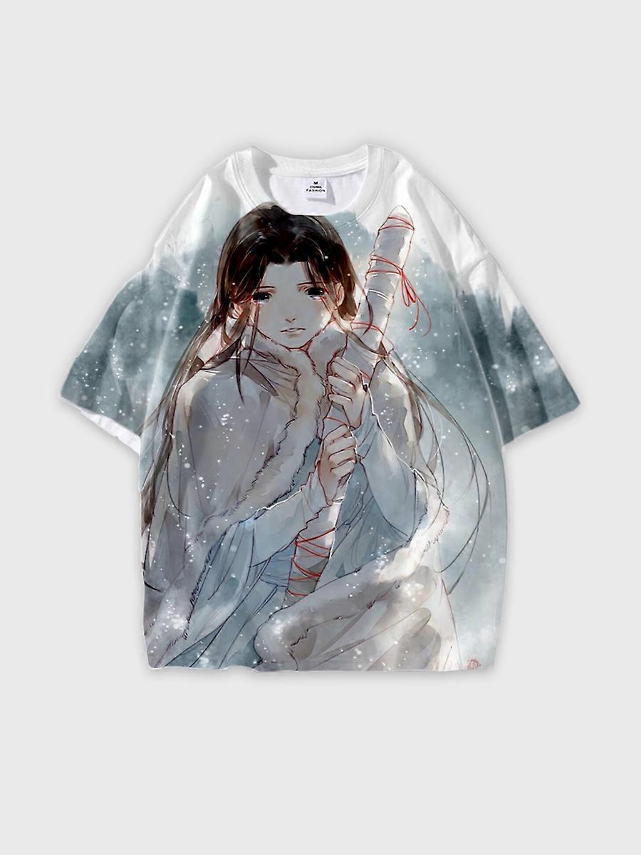 T-shirt round neck Character Pattern loose short sleeve Q08