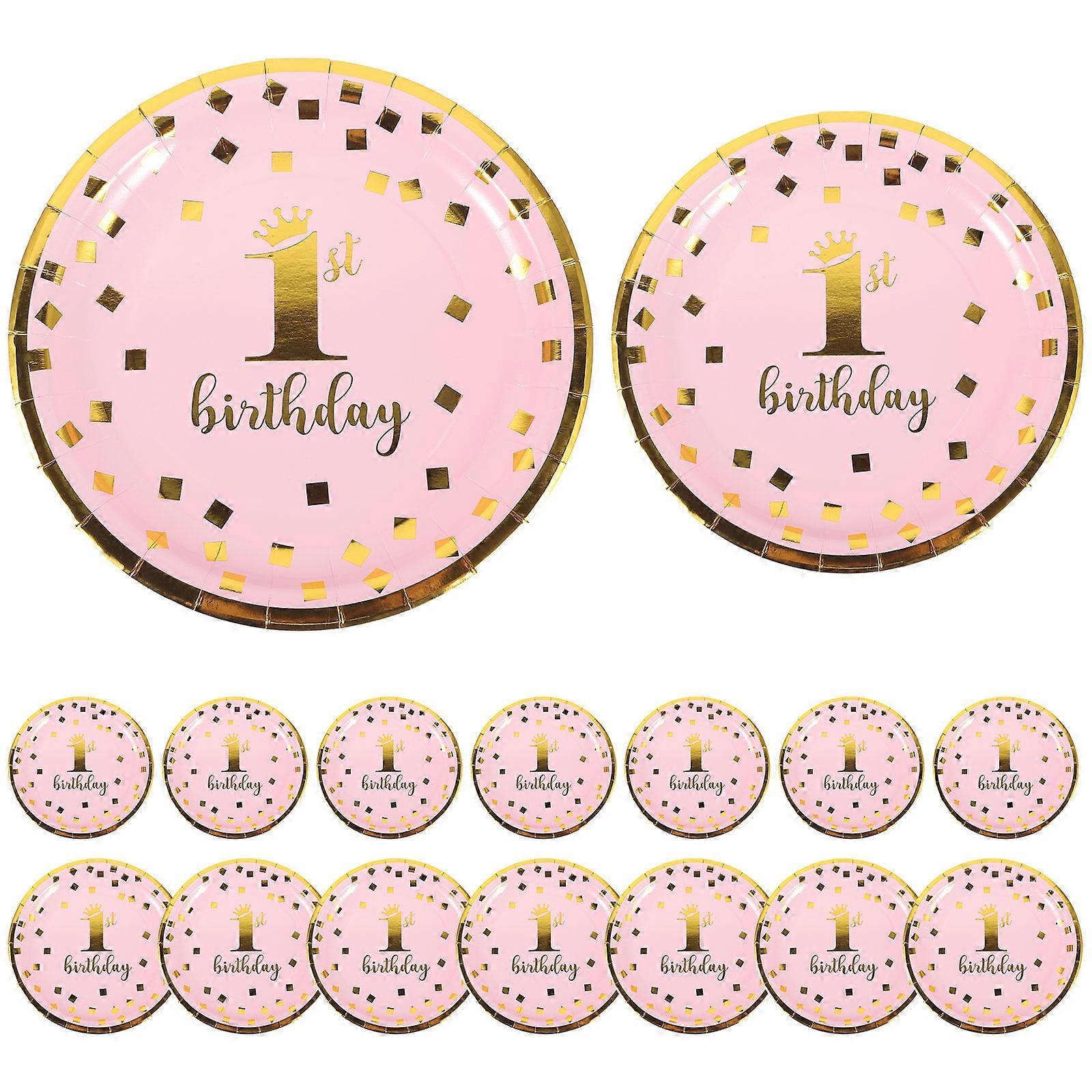 First Birthday Paper Pink Party 16Pcs