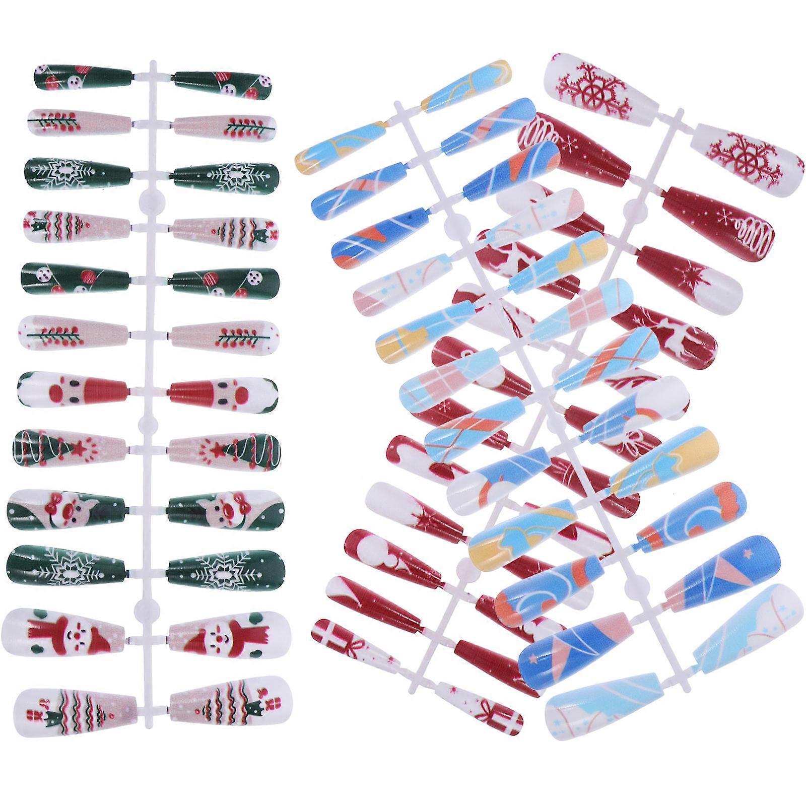 Artificial Fingernails 3Pcs Random Style Fake Nails Designed For Christmas Celebrations And Special Occasions