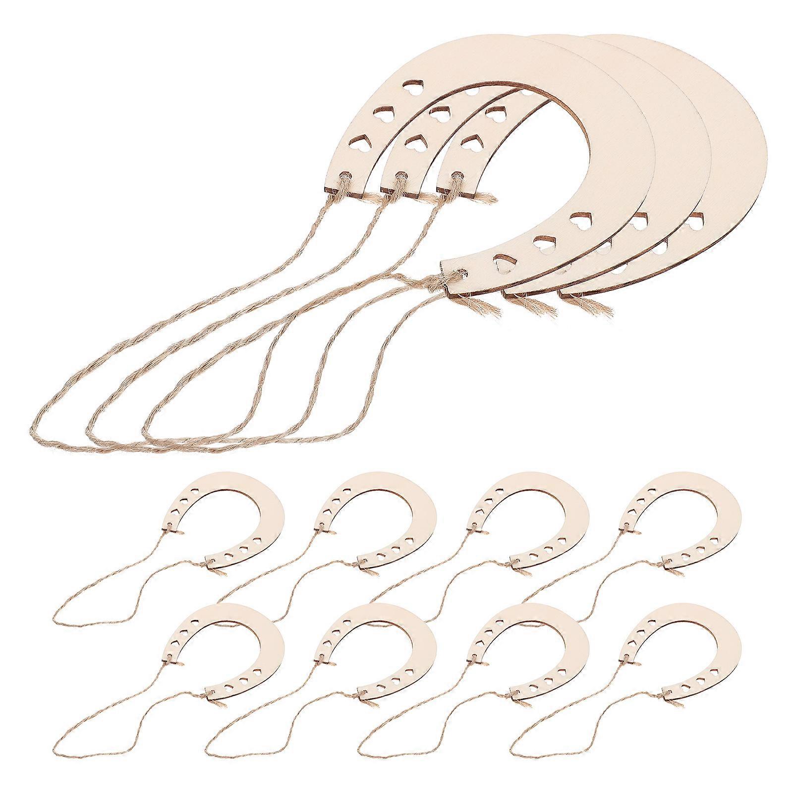 12pcs Unfinished Wood Horseshoe Cutouts for DIY Crafts, Lightweight Wooden Slices for Graffiti, Creative Decorations for Birthdays and Sharing