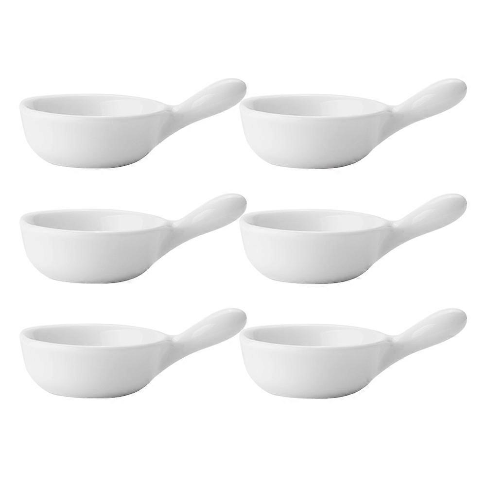Mini Sauce Cup Ceramic Sauce Cups With Handle Seasoning Dishes For Home Parties And BBQ White 9.50X6.00X3.00CM 6Pcs