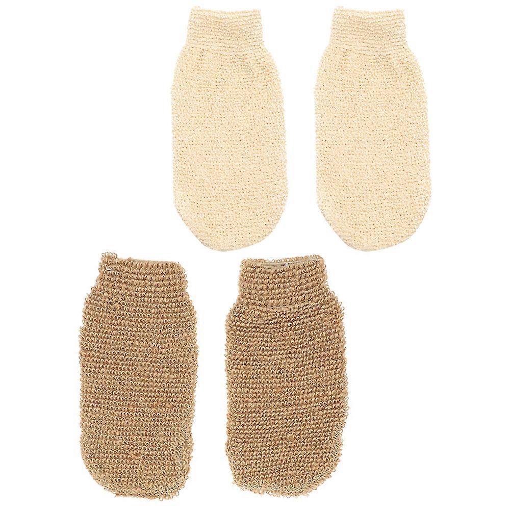 Bath Glove Exfoliating For Unisex Linen 21x11.5cm Foaming 4Pcs