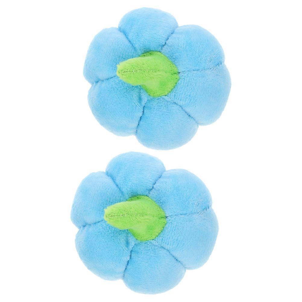 Durable Plush Dog Toy for Playing in Blue with Cute Pumpkin Design and Squeaky Sound 2pcs