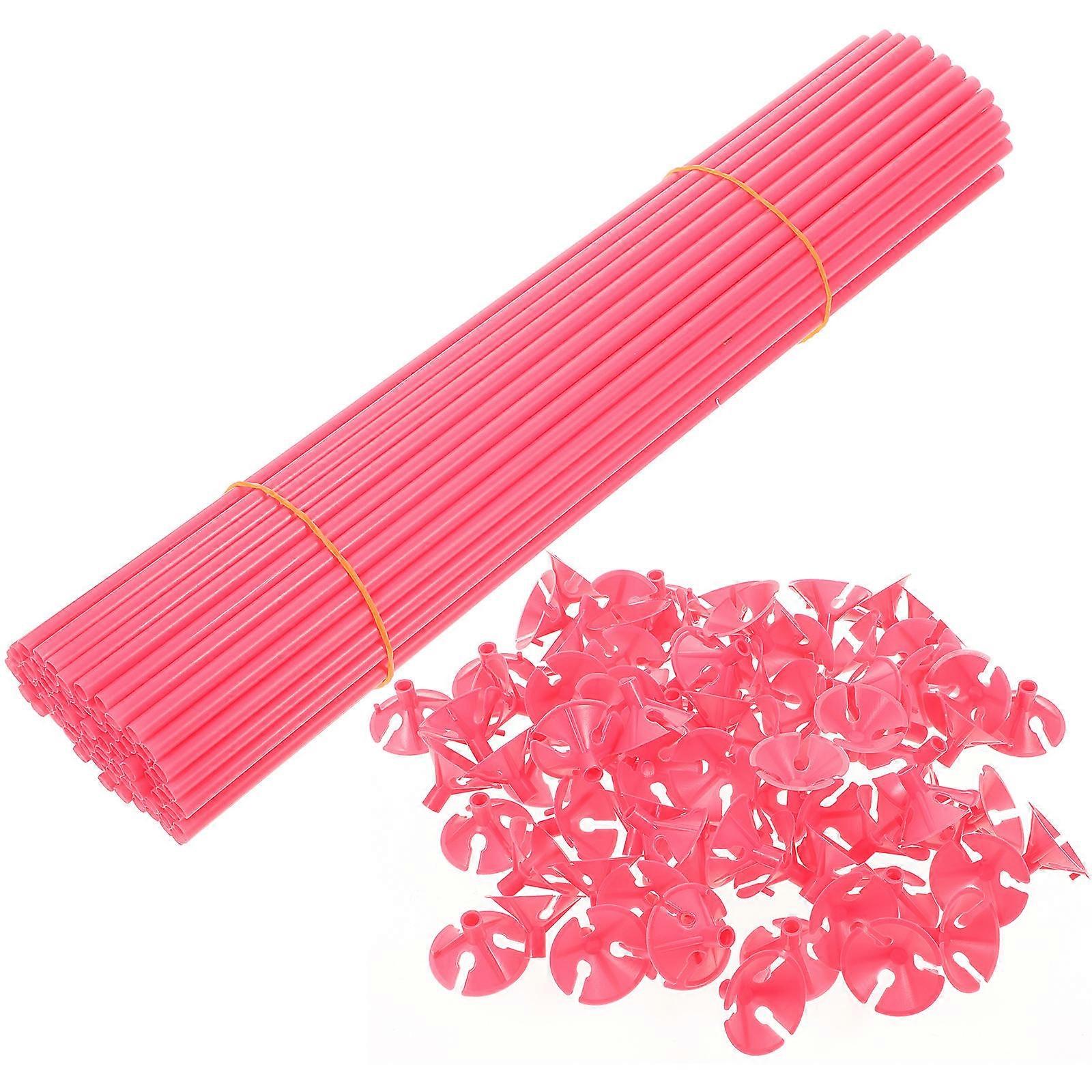 100Pcs Set Latex Balloons Display Holder Bracing Pole For Party Planning Celebrations Red Design