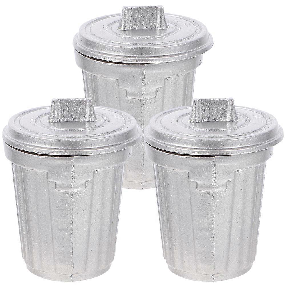 3pcs Mini House Trash Can Garbage Pail Accessories
