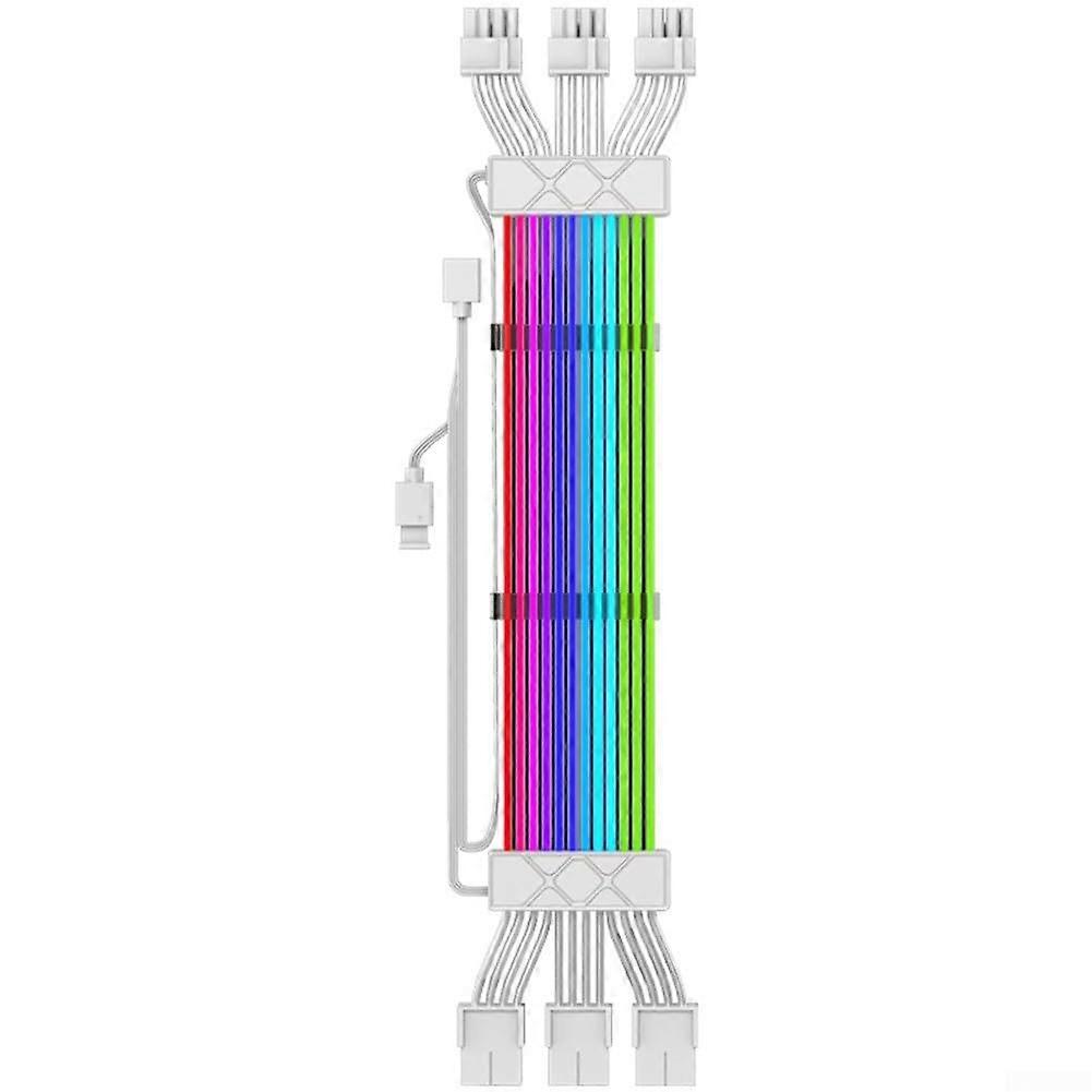 Aesthetic Enhancement RGB PSU Cable Extension Kit Equipped with Colorful, Flexible LEDs (3 x 8P) 3*8P
