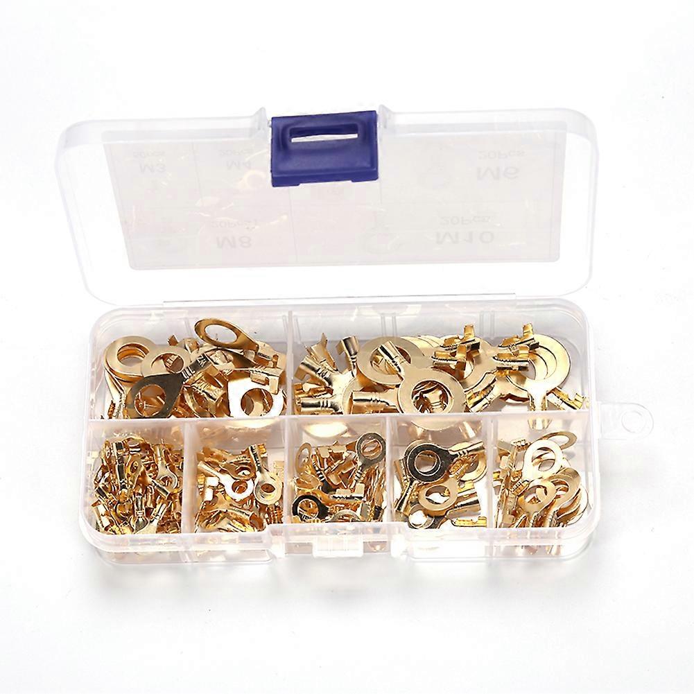 150/300/450Pcs M3/M4/M5/M6/M8/M10 环形支架眼铜端子电缆接线片电线连接器非绝缘分类套件