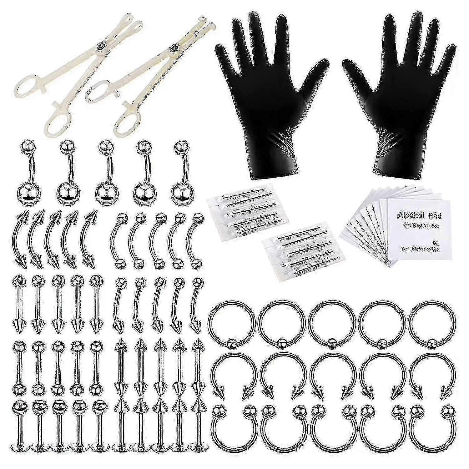 Professional Body Piercing Kit - Steel Piercing Tools Set