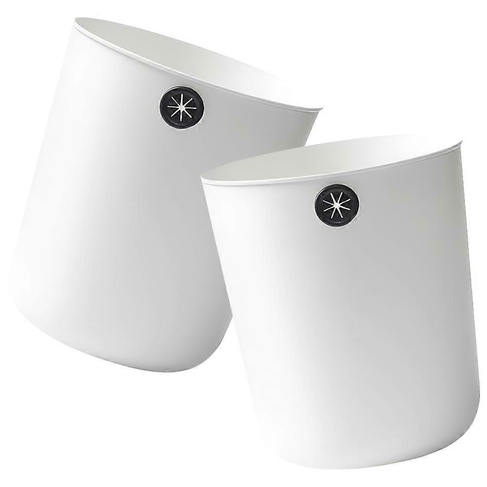 White Plastic Trash Can for Home Use Large Capacity Design Suitable for Office Bedroom 2 Pcs