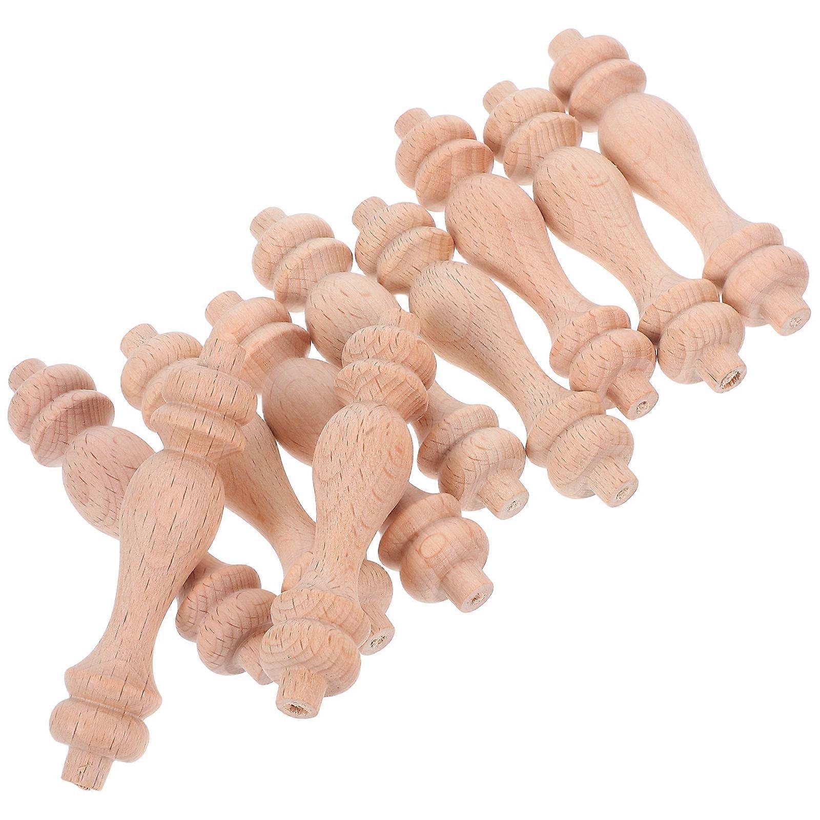 10 Pcs Wooden Spindles for Deck Staircase Balusters DIY Craft Wood Circles and Embellishments for Furniture Staircase Columns