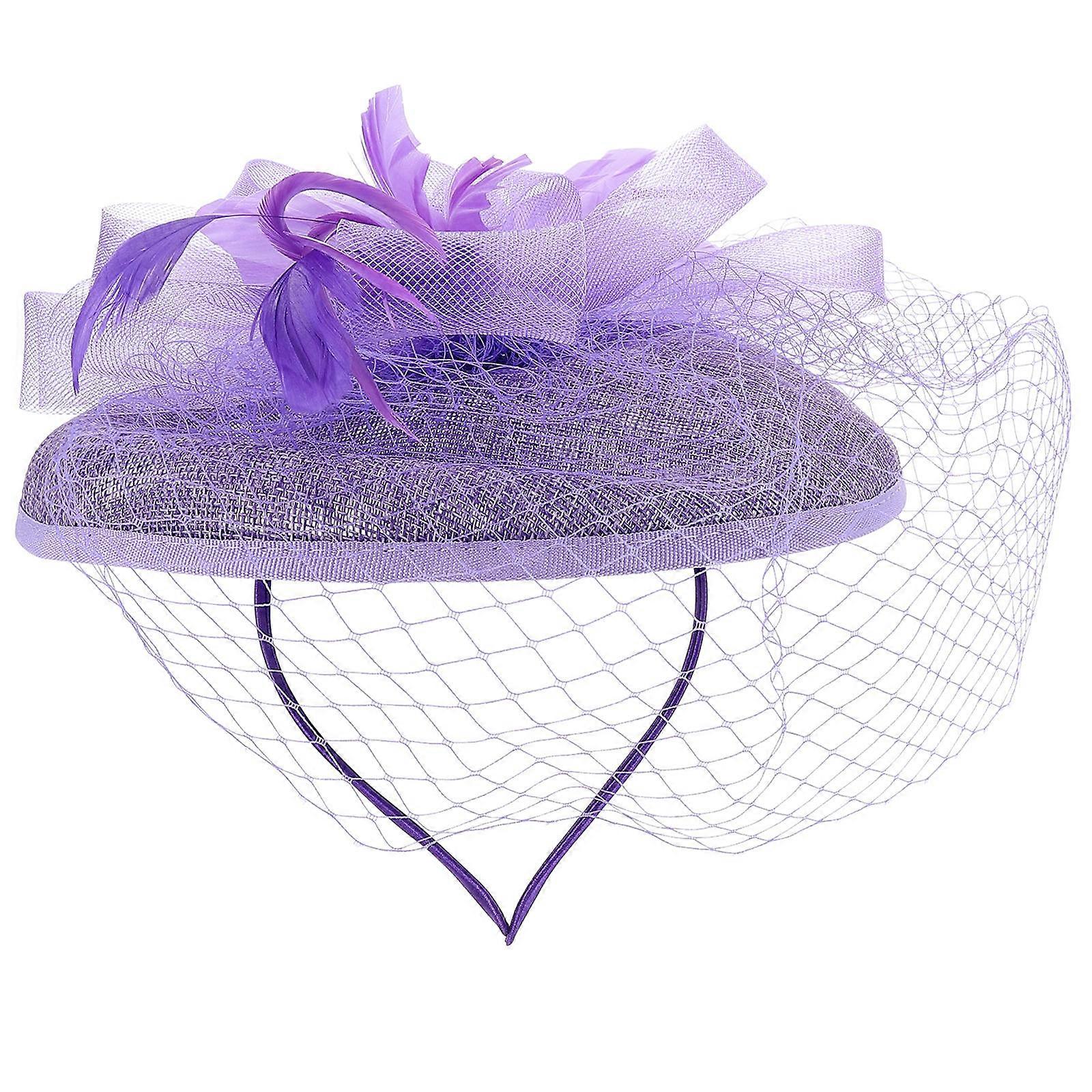 Καπέλο Purple Mesh Fascinator με αποσπώμενα κλιπ για διακόσμηση και ειδικές περιστάσεις