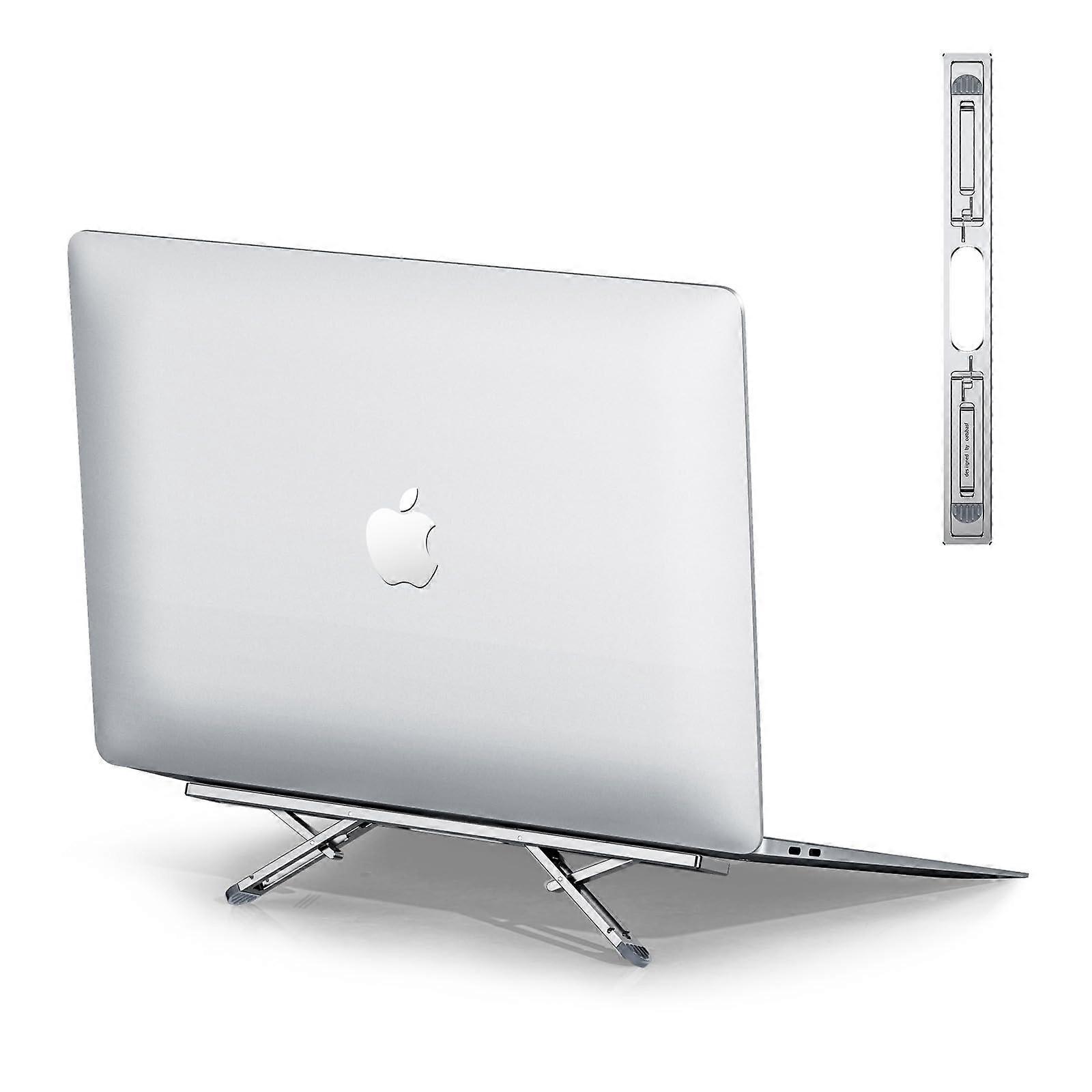 Foldable Laptop Stand, Adjustable Height Portable Holder for 10-15.6 Inch Notebooks, Compatible with MacBook Air Pro, Dell, HP, Silver K01