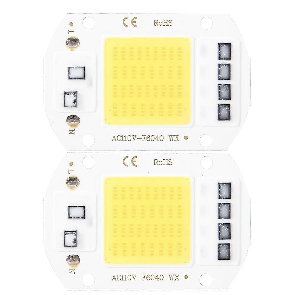 2PCS AC110V 50W High Bright Integrated LED Chip Light Source COB Chips 6x4cm Warm