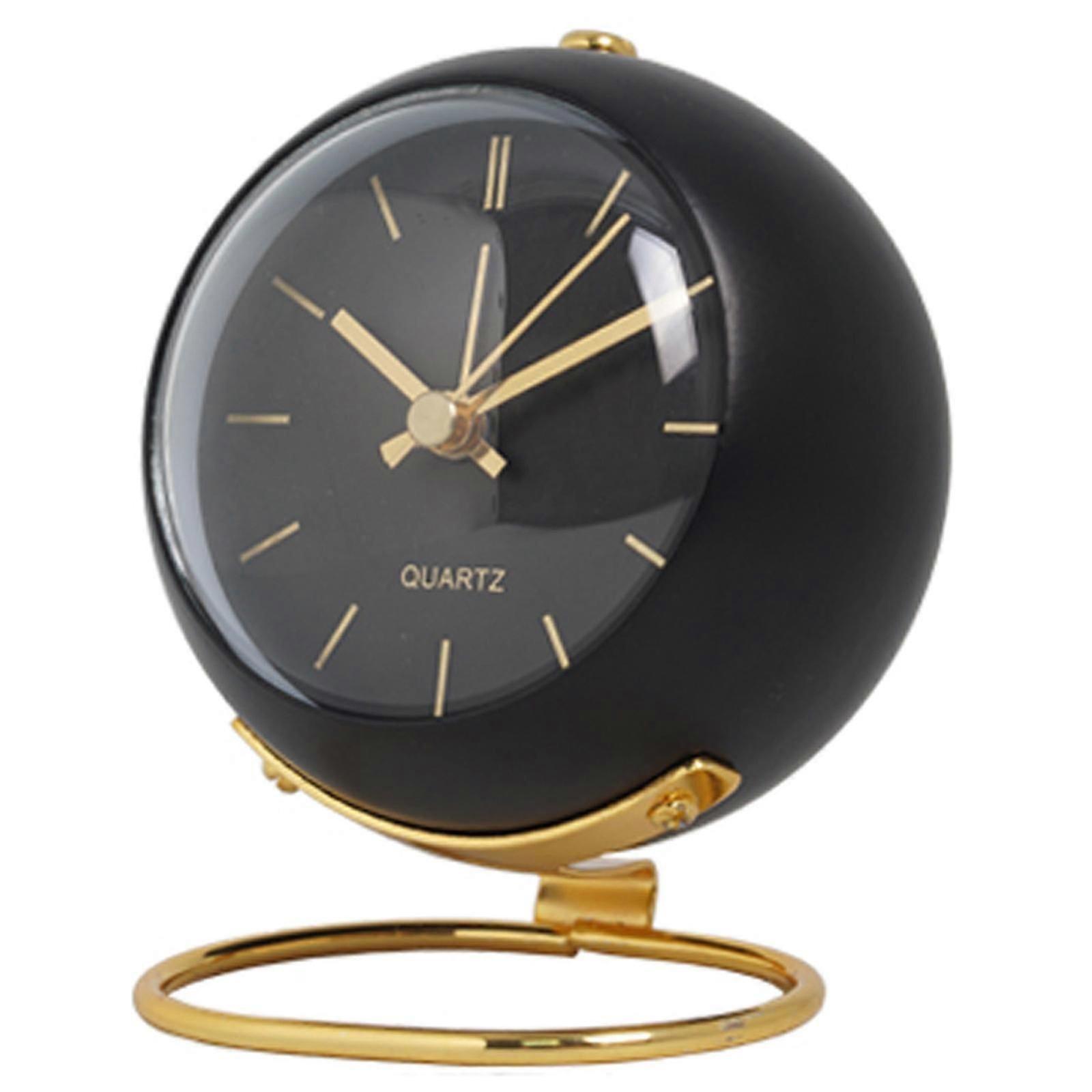 Analog Alarm Clock with Lights, Small Silent Retro Alarm Clock Student Bedside Alarm Clock Luminous Pointer Clock(Black)