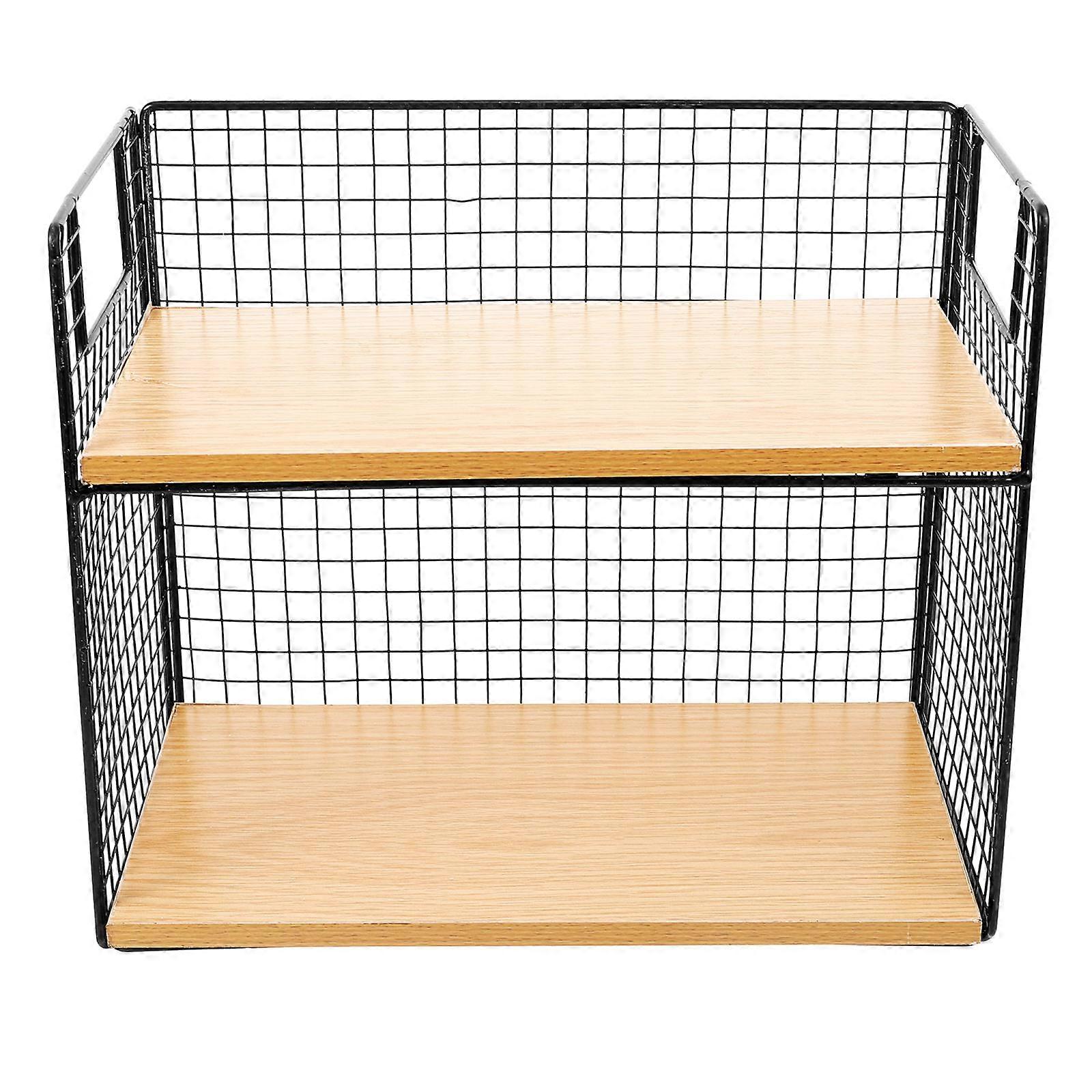 Spice Rack Organizer for Countertop 2 Tier Kitchen Counter Shelf Wooden Tiered Display Stand