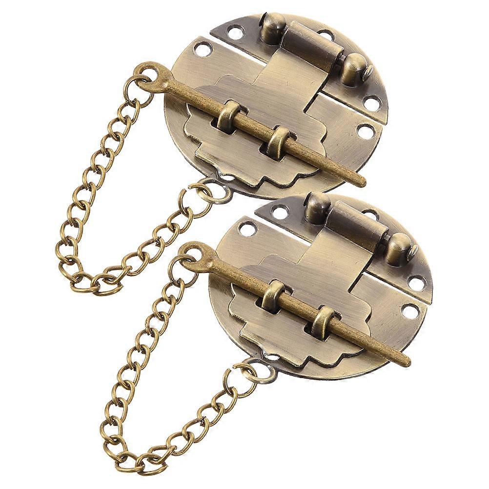 Vintage Hasp Latch Set for Jewelry Boxes & Cabinets – Decorative Buckle Lock with Chain, Durable & Easy to Install for DIY Crafts