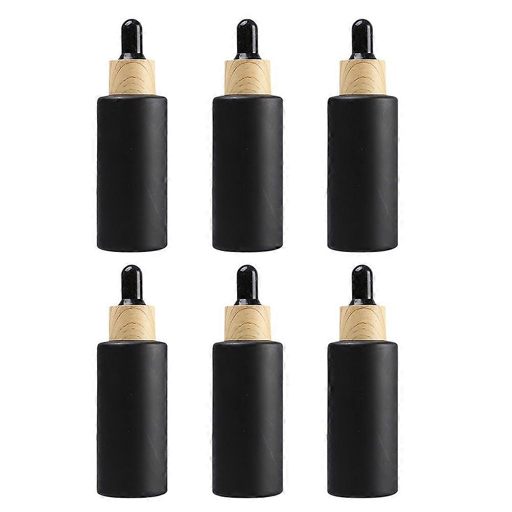 6pcs Frosted Glass Dropper Bottles with Black Caps Leak Resistant, Easy to Clean, Ideal for Essential Oils, Perfumes, Storage