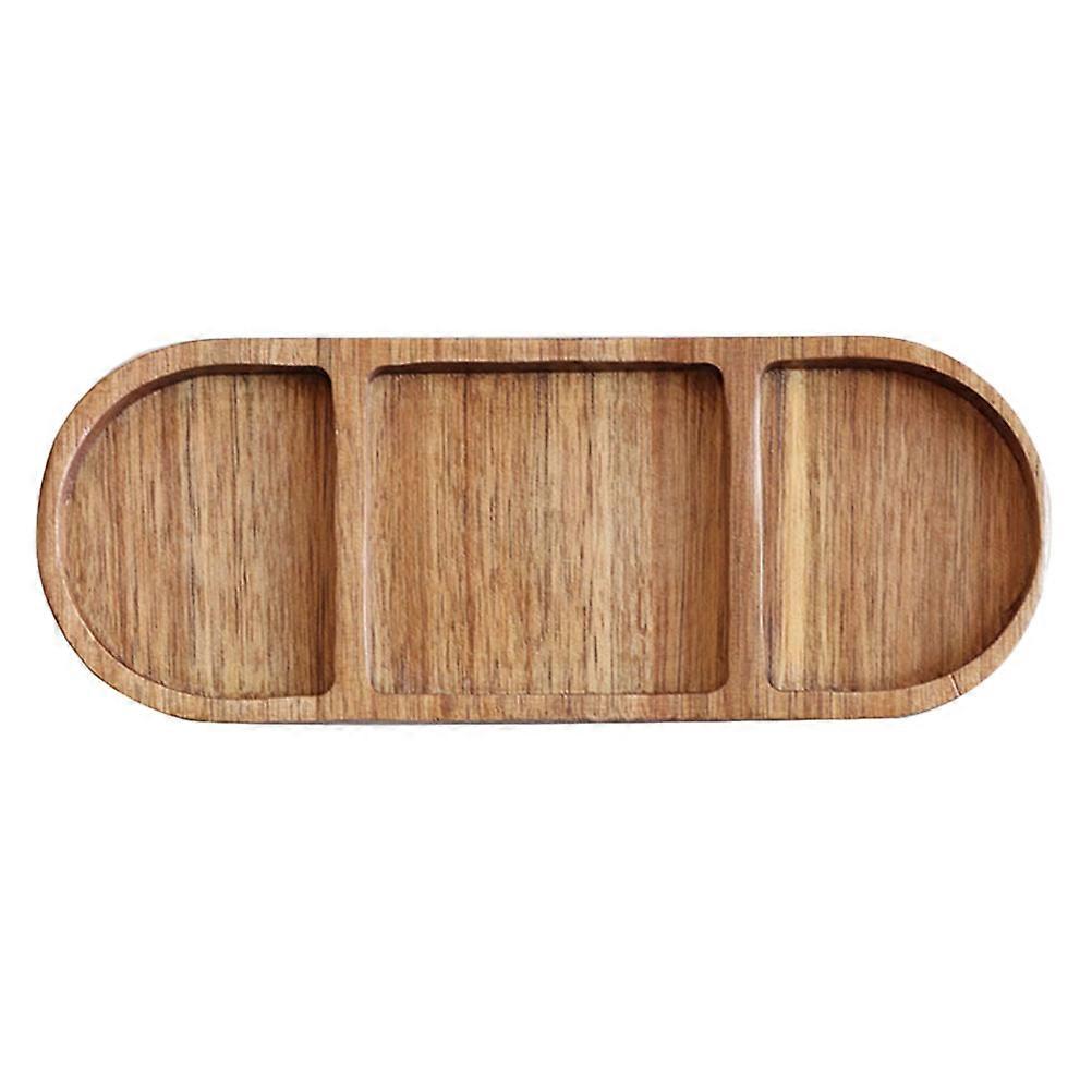 Retro Sushi Plate with Wooden Sauce Dish for Home Kitchen Tray Brown 1pc
