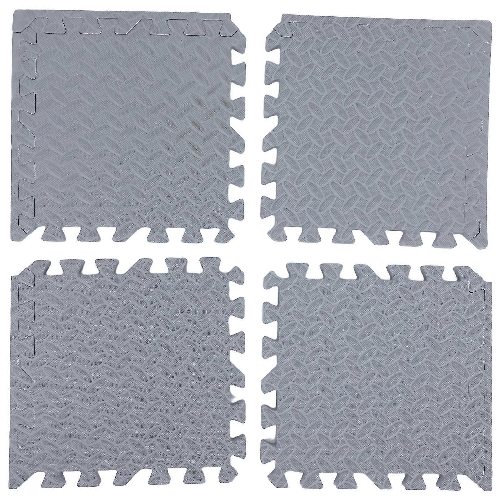 4Set Soft EVA Puzzle Tiles Gym Flooring For Home Use With Shock Absorption And Scratch Resistance Features 11.8X11.8X1In