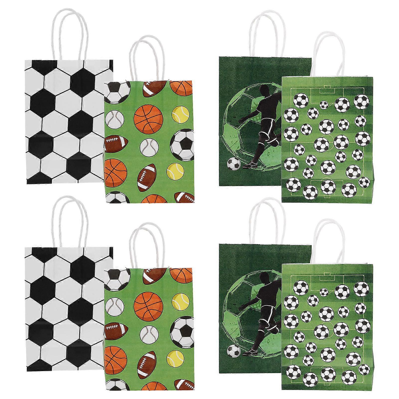 It sounds like you're describing a product listing for **soccer themed kraft paper gift bags**. Here's a polished version of the product title and a