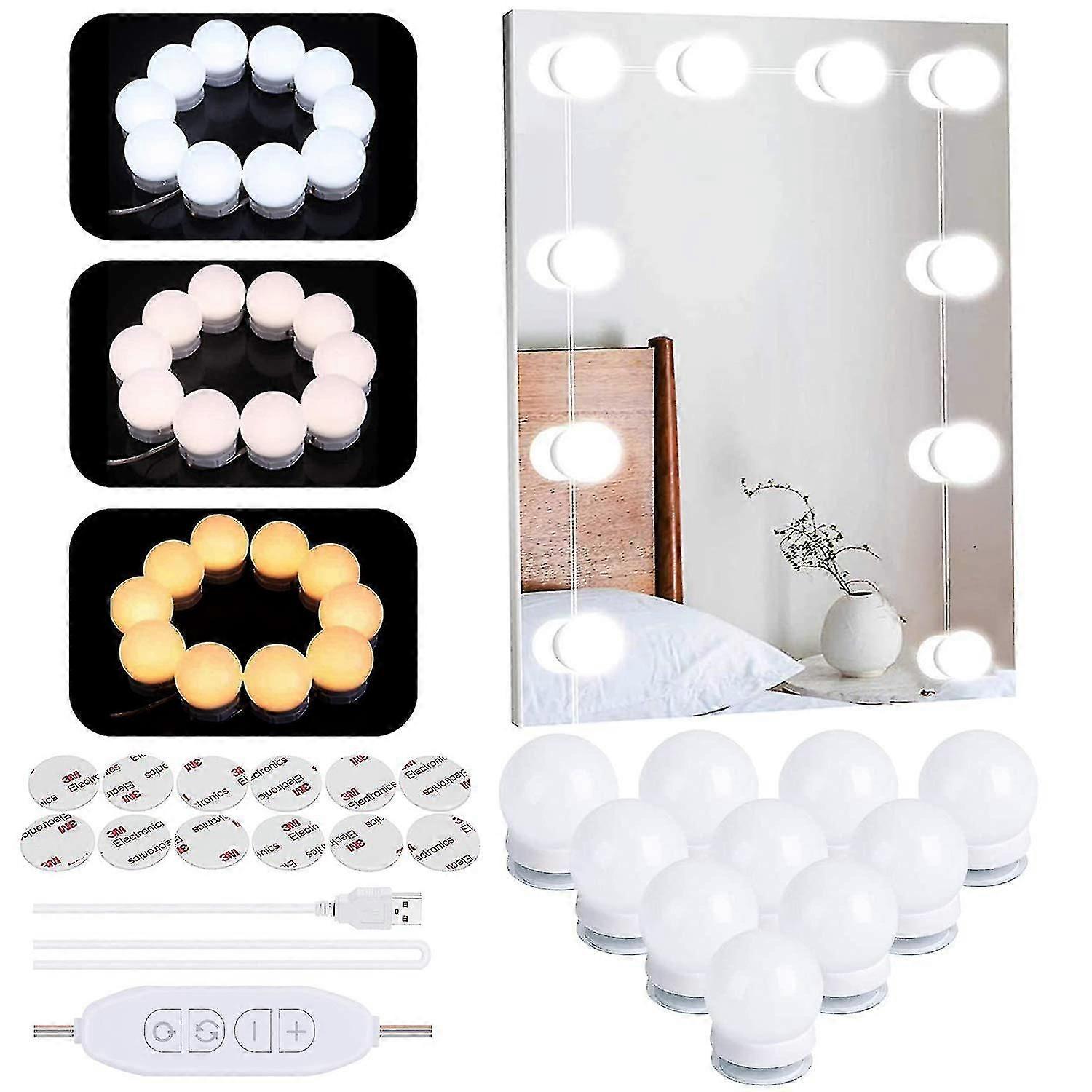 Vanity Mirror LED Lights with 10 Bulbs, 3 Color Modes, USB Powered