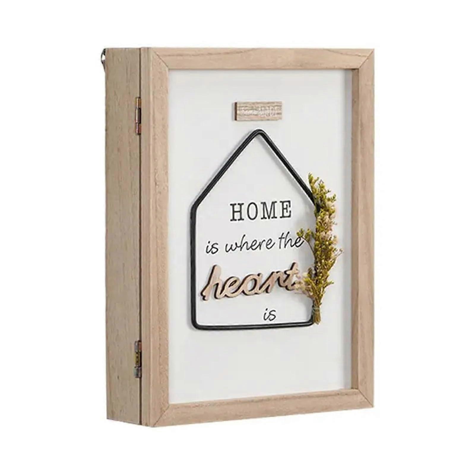Wallmounted key holder, 1 piece box home wooden crate with 6 hooks decorative organizer rack for the entrance area