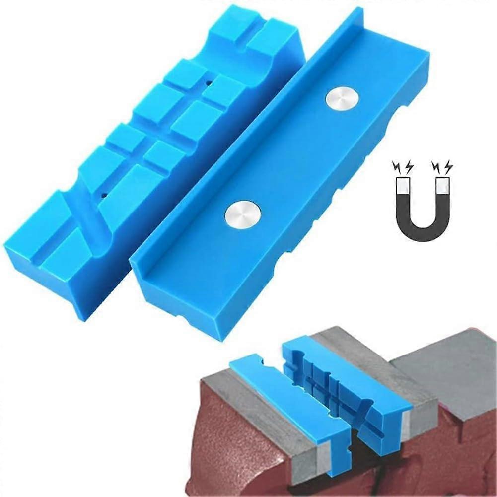 Magnetic rubber jaws for metal bench vise machines, compatible with 456 clamping types, provide secure grip and protection, 2 pieces (10.2 cm) 4in.