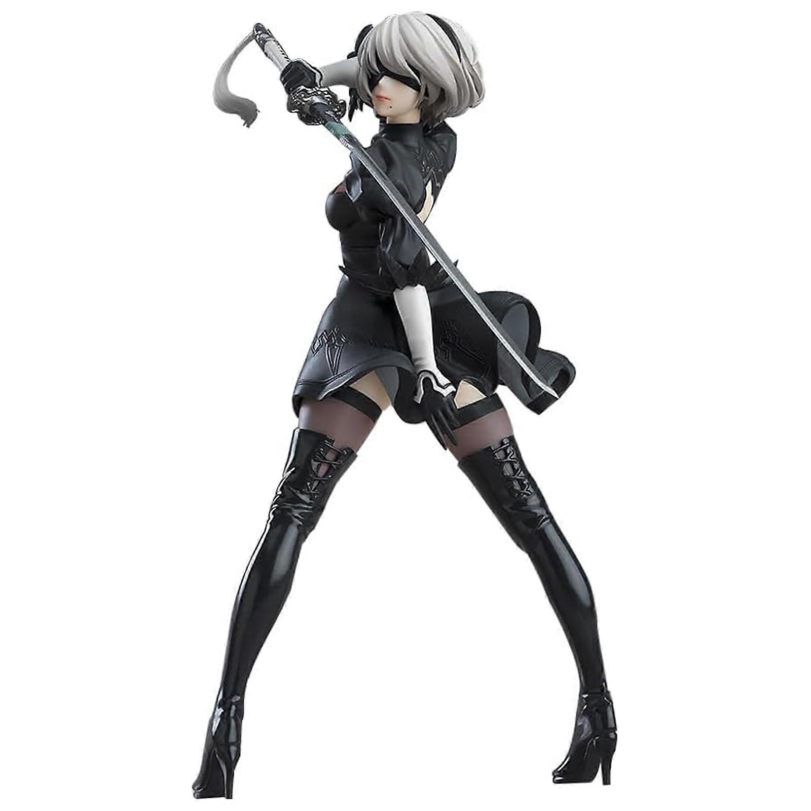 2B Automata Action Figure Anime Game PVC Model Desktop Decoration (Black 2B)
