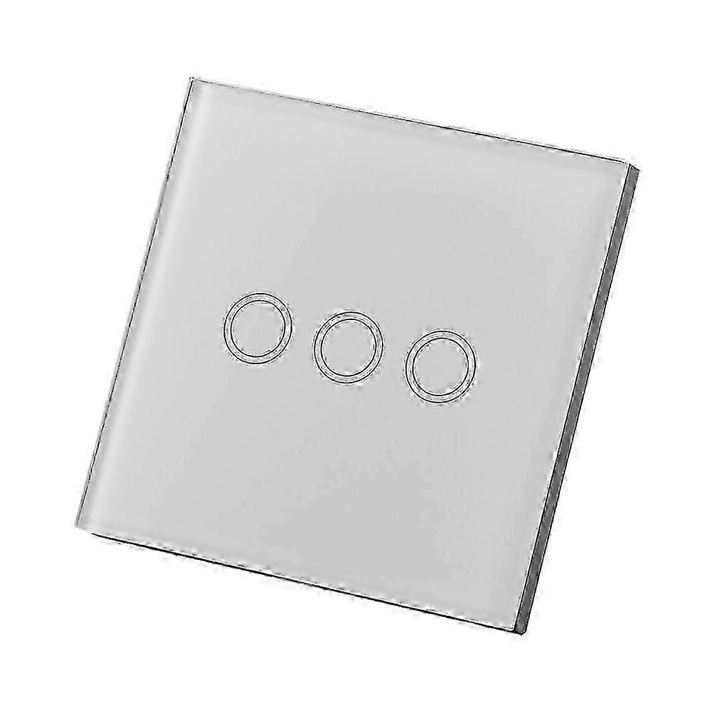 Tempered Glass Panel Remote Control Smart Wall Switch Wireless Touch Switches White Three Gang