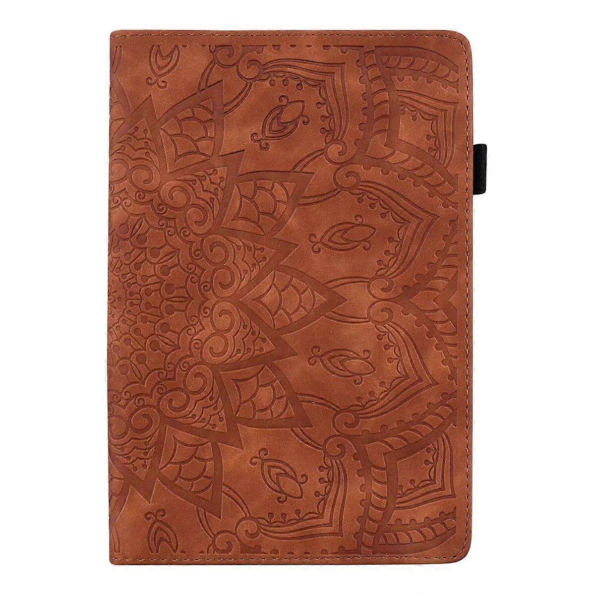 iPad Pro 13 Zoll Case (2024) - Folio Kunstleder Mandala Hülle mit Auto Wake/Sleep Ständerfunktion, Dunkles Khaki