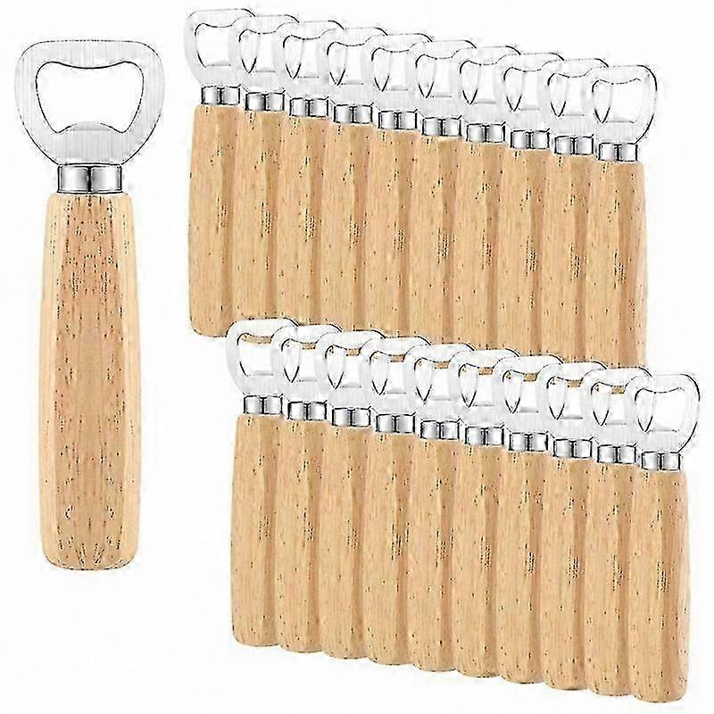 20-Pack Durable Metal Bottle Openers for Beer, Cider, and Wine with Wooden Handles