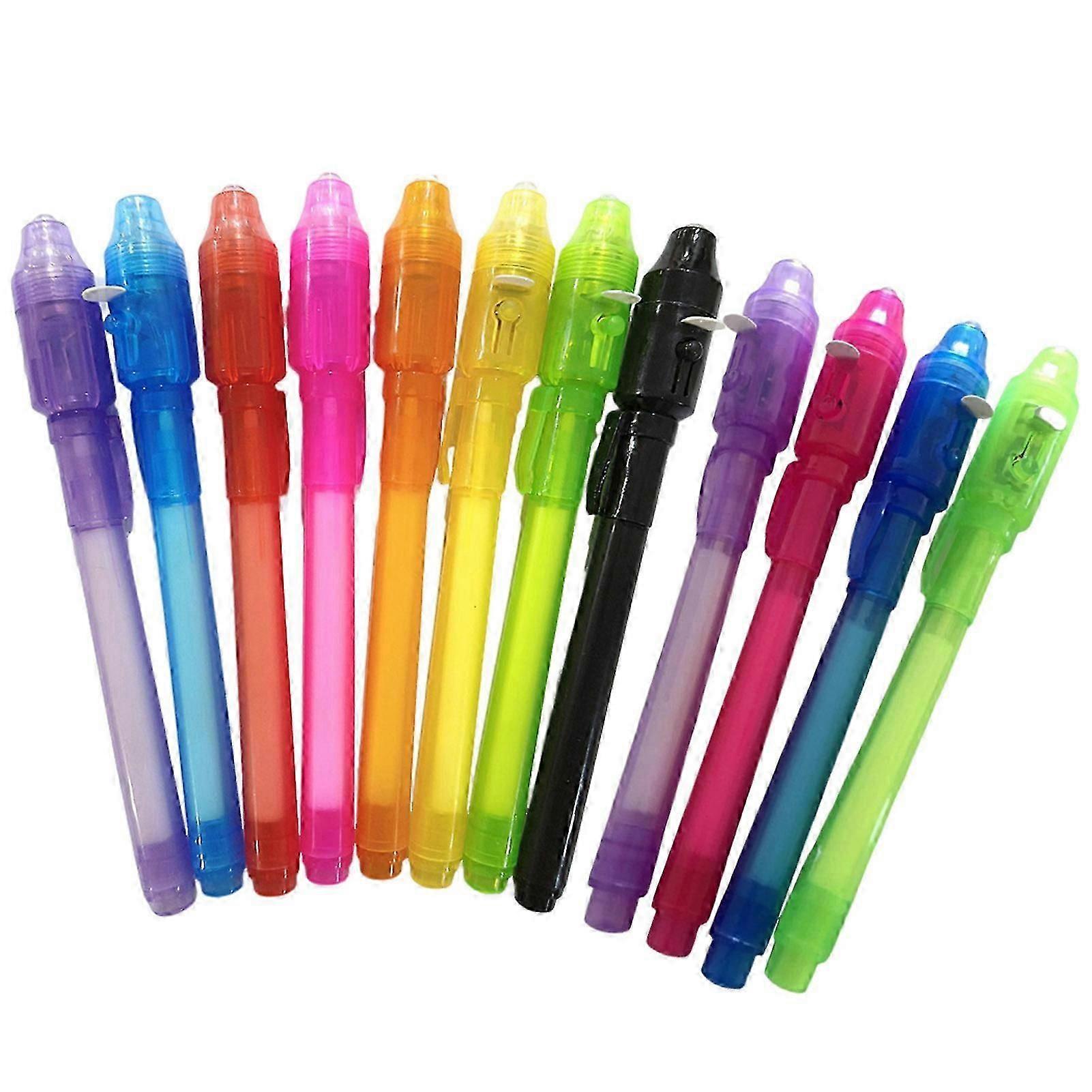 12 قطعة قلم حبر غير مرئي مع ضوء الأشعة فوق البنفسجية حزب يفضل رسالة التجسس القلم Goodie حقيبة Stuffers الغموض حل القلم