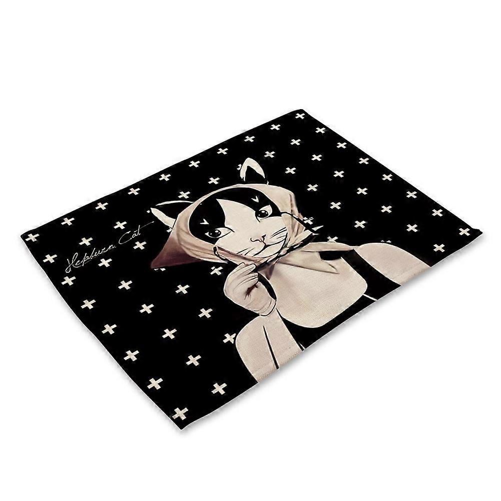 Cute Cartoon Cat Print Anti Slip Heat insulation Tableware Bowl Plate Fork Table Mat (PM0021-1)