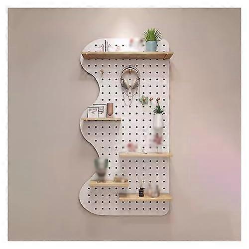 Wooden Pegboard Wall Set with Shelf, 60x120cm White and 40x120cm White Display Board for Home Office Storage