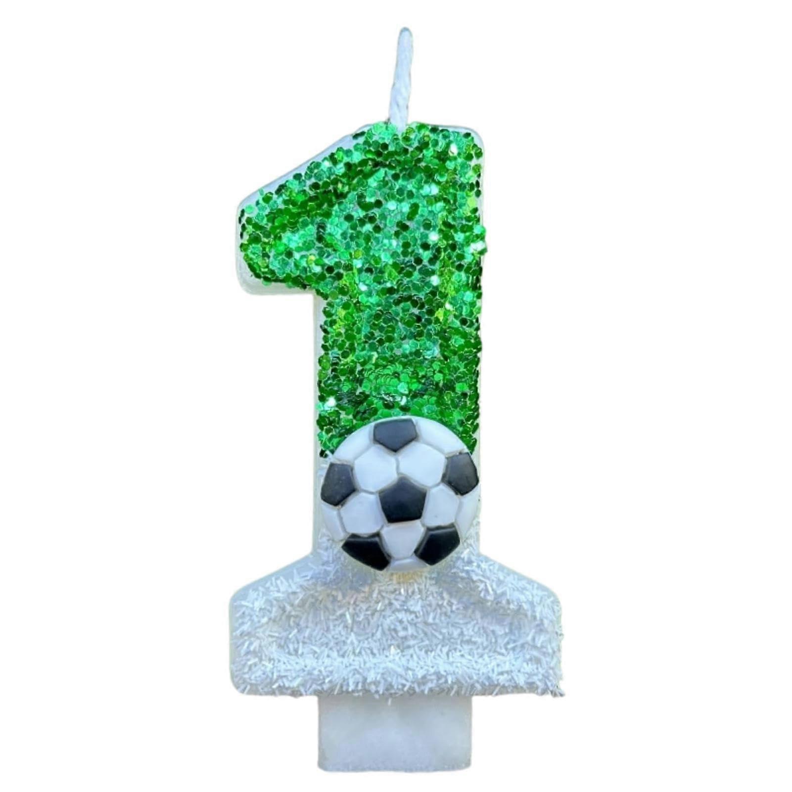 Football Candles for Cake 09, Soccer Ball Pattern Numeral Cake Candles