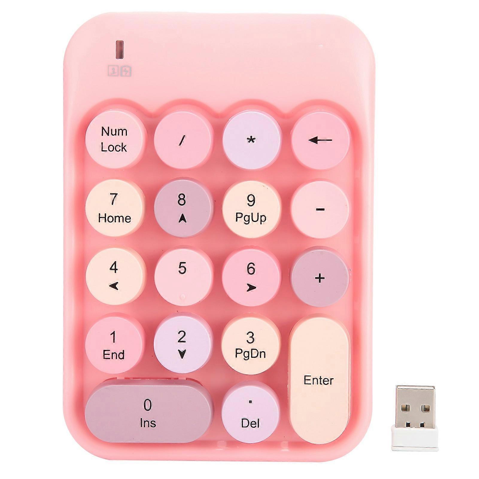 AJAZZ Wireless Numeric Keyboard 2.4G Game Direction Switching AK18 with Chocolate Keycaps Pink Compact Design Ergonomic