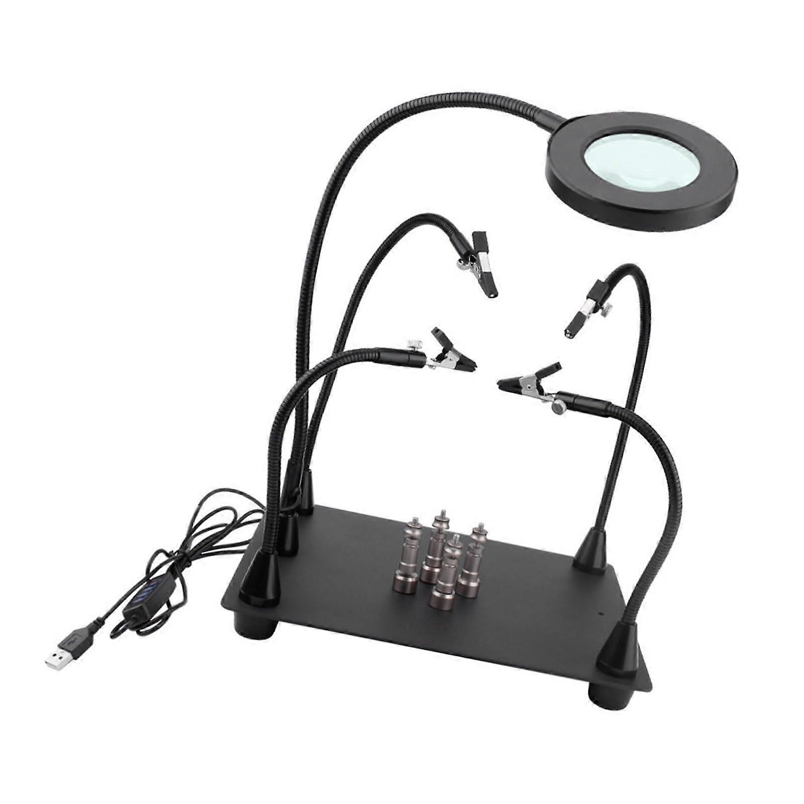 Flexible Fixtures Helping Hands Soldering Station with 6X Magnifying Glass for Electronics Repair and Crafting Work