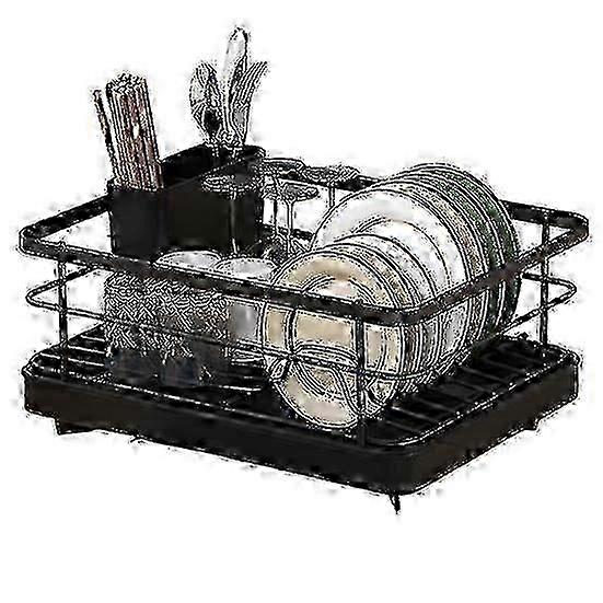 Large Dish Drying Rack With Auto-drain Non-slip Base For Kitchen Counter Organization