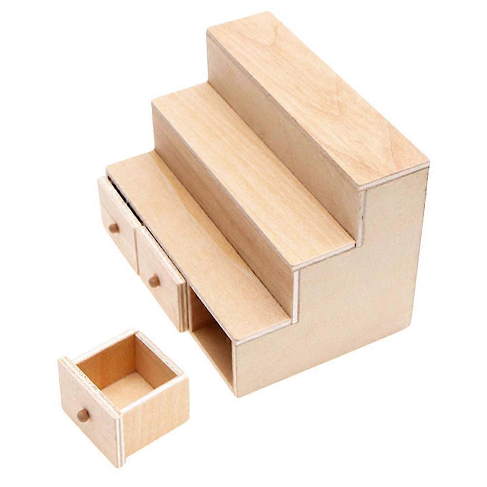 Mini Wood Cabinet Mini Furniture Models Kids Room Decoration Wooden Beige Display Function 1Pcs